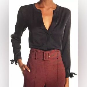 Theory Silk Navy Socha Smooth Silk Top